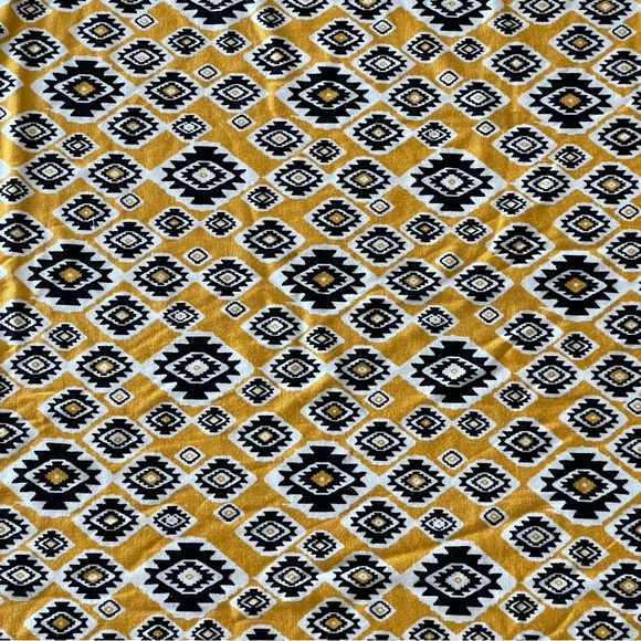 Mustard Yellow Tribal Print Geometric Design stretchy Poly Print Fabric - Picture 2 of 2